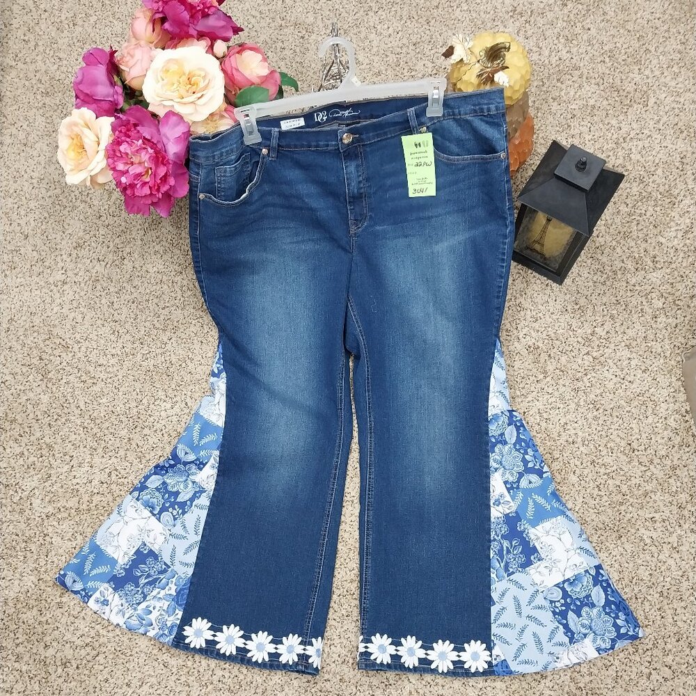 3041 Size 22PW Diane Gilman Upcycled Bell-Bottoms